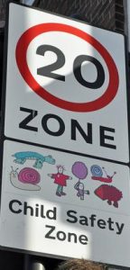 20 MPH zone sign