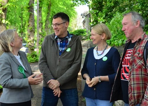 Cllr Alison Teal with residents and tree campaigners in Nether Edge