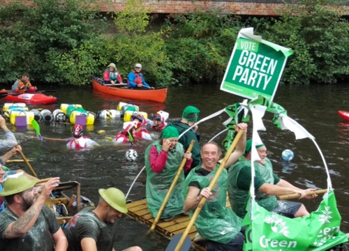 Green Party sailors took to the water at Kelham Island Raft Race