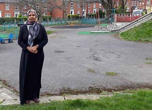 Cllr Kaltum Rivers at Upper Hanover Playground