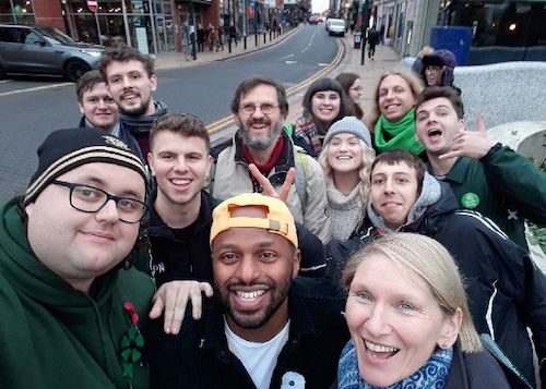 Alison Teal (front right) and Magid Magid MEP (front centre) at a campaign event on Saturday