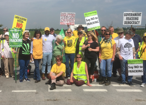 Alison Teal at anti-fracking protest