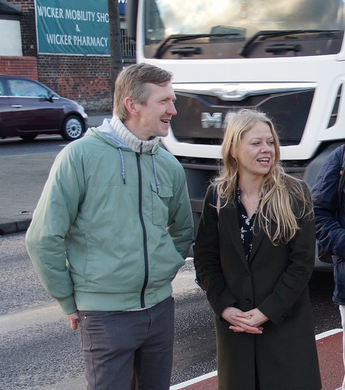 Cllr Paul Turpin with Green Party leader Sian Berry at the Inner Ring Road