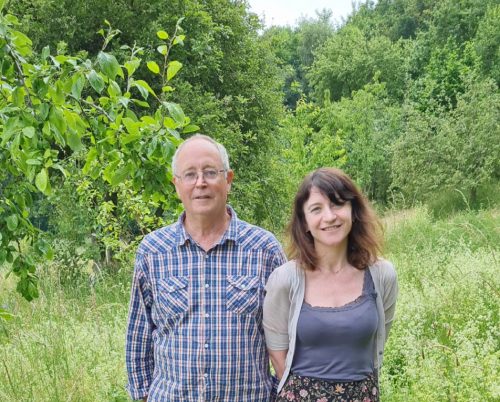Councillors Bernard Little and Marieanne Elliot in a very leafy environment