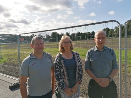 Cllrs Henry Nottage, Christine Gilligan Kubo and Toby Mallinson at Hillsborough Park