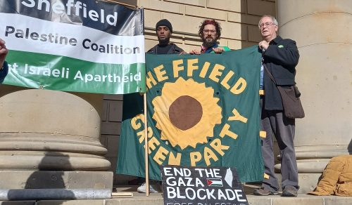 Green Party Banner. End the Gaz Blockade