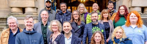 Sheffield Green Party councillors and candidates with leader Zack Polanski