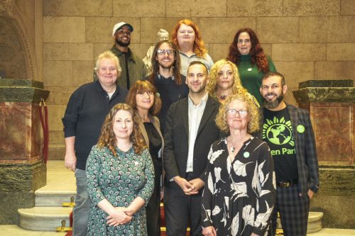 Green Party candidates with Zack Polanski at the Town Hall