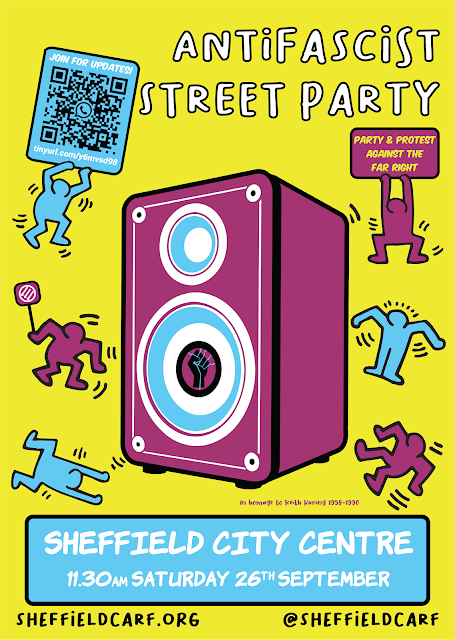 SCARF anti-fascist street party. Sheffield City Centre. 11.30am Saturday 26th Sept 2026
